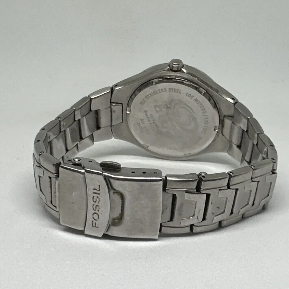 Fossil AM3669 Men's Silver Stainless Steel Analog Black Dial Quartz Watch HME367